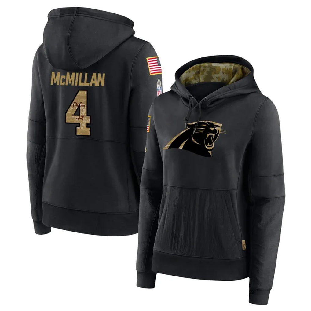 C.Panthers #4 Tetairoa McMillan Player Black Salute to Service Hoodies Football Jerseys