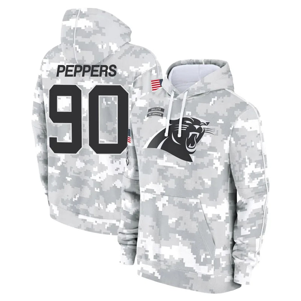 C.Panthers #90 Julius Peppers Player Arctic Camo Salute to Service Hoodies Football Jerseys