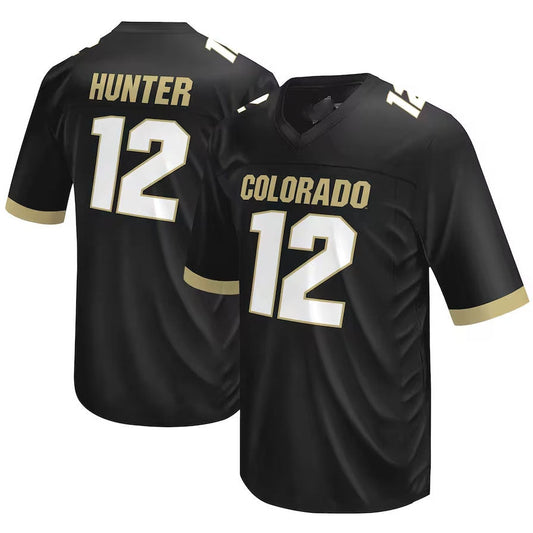 C.Buffaloes #12 Travis Hunter Original Retro Brand NIL Player Football Jersey ¨C Black American College Jerseys