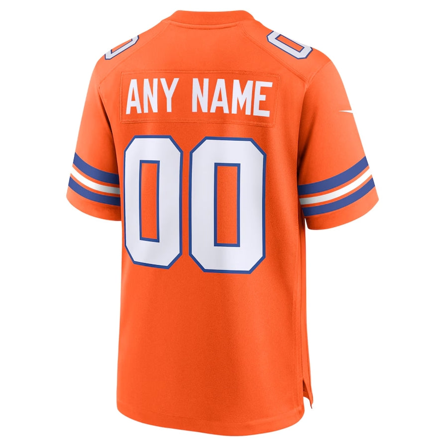 Custom D.Broncos Orange Throwback Replica Game Football Jerseys