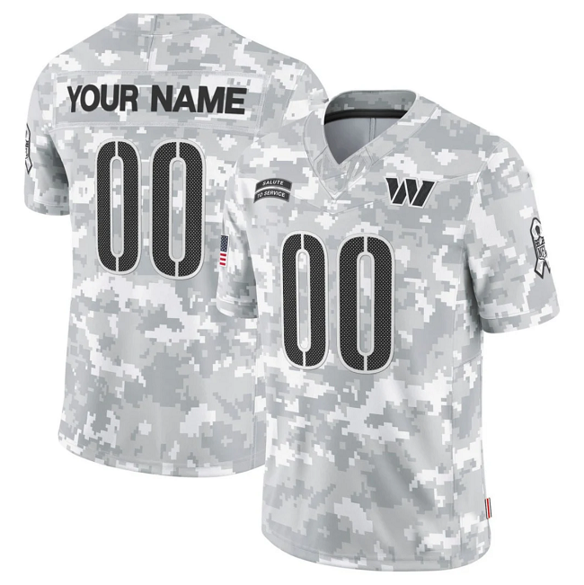 Custom W.Commanders F.U.S.E Arctic Camo Salute To Service Limited Stitched Football Jerseys
