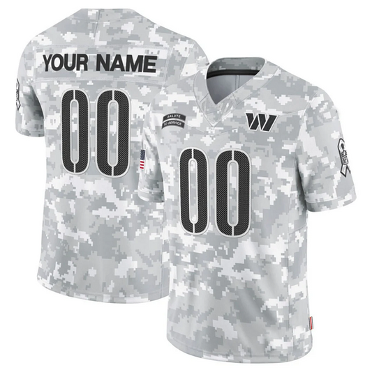 Custom W.Commanders F.U.S.E Arctic Camo Salute To Service Limited Stitched Football Jerseys
