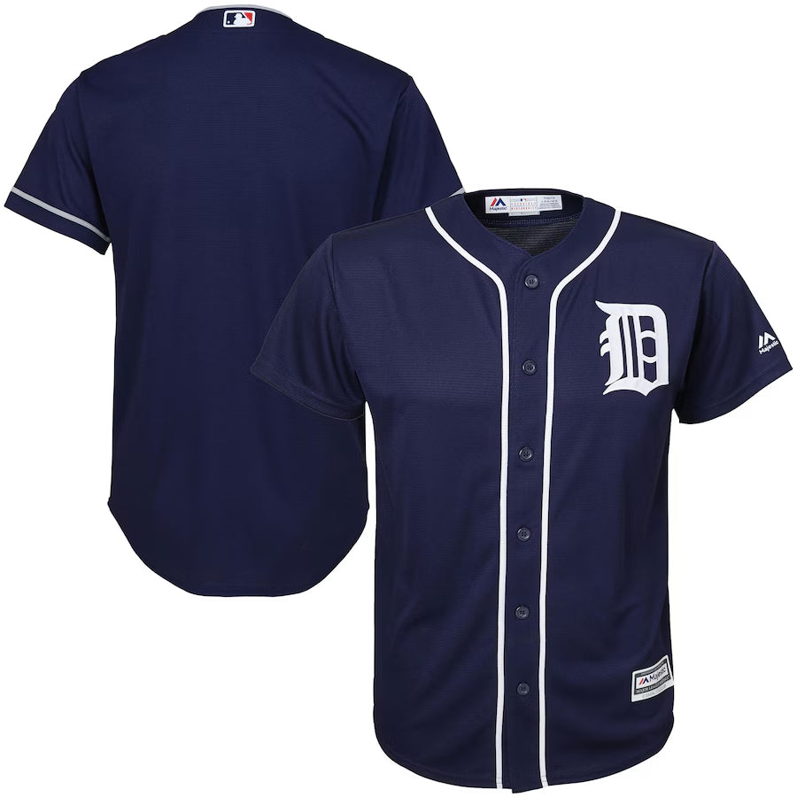 Custom D.Tigers Blank Majestic Navy Cool Base Baseball Jerseys