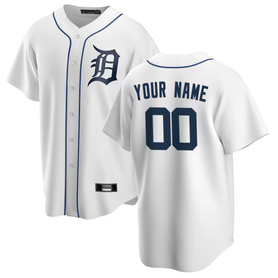 D.Tigers Blank Player White Home Replica Team Baseball Jerseys