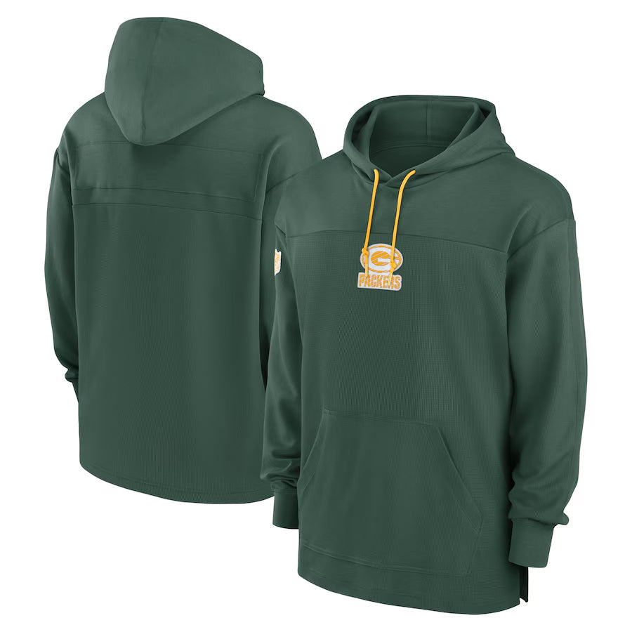 Custom GB.Packers Green Sideline Pullover Hoodie Football Jerseys