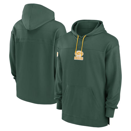 Custom GB.Packers Green Sideline Pullover Hoodie Football Jerseys