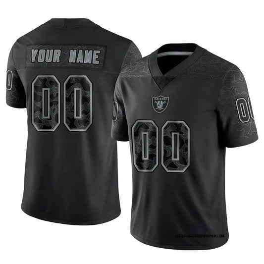 Custom LV.Raiders Black RFLCTV Limited Football Jerseys