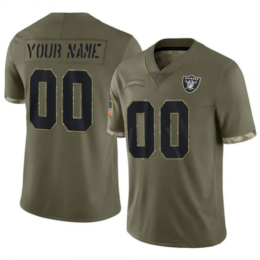 Custom LV.Raiders  Salute To Service Olive Football Jerseys