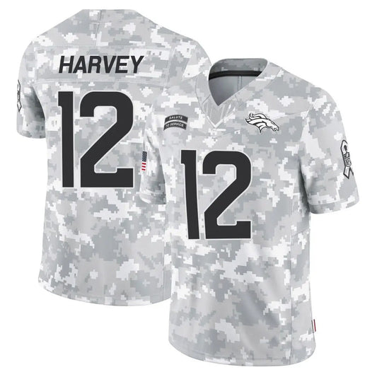 D.Broncos #12 RJ Harvey Player Arctic Camo Salute to Service Limited Football Jerseys