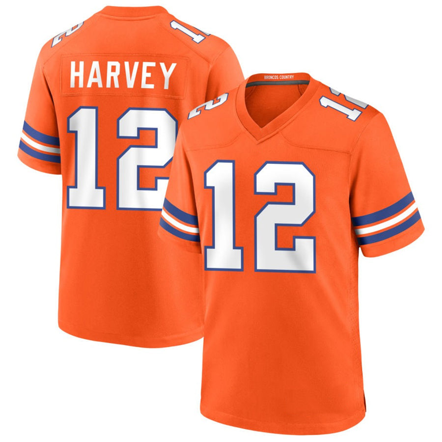 D.Broncos #12 RJ Harvey Player Orange Collection Throwback Football Jerseys
