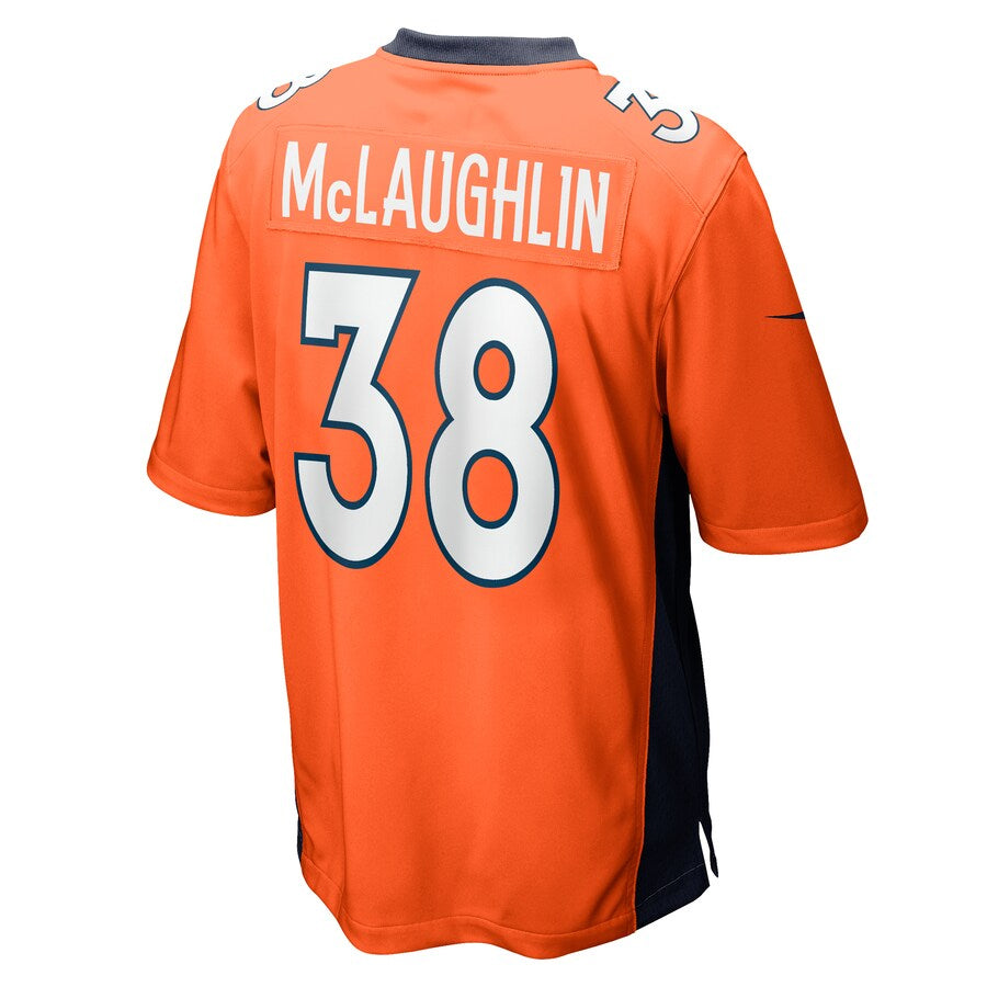 D.Broncos #38 Jaleel McLaughlin Player Orange Game Football Jerseys