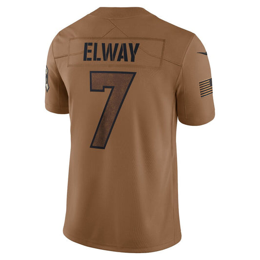 D.Broncos #7 John Elway Player Brown Salute To Service Limited Football Jerseys