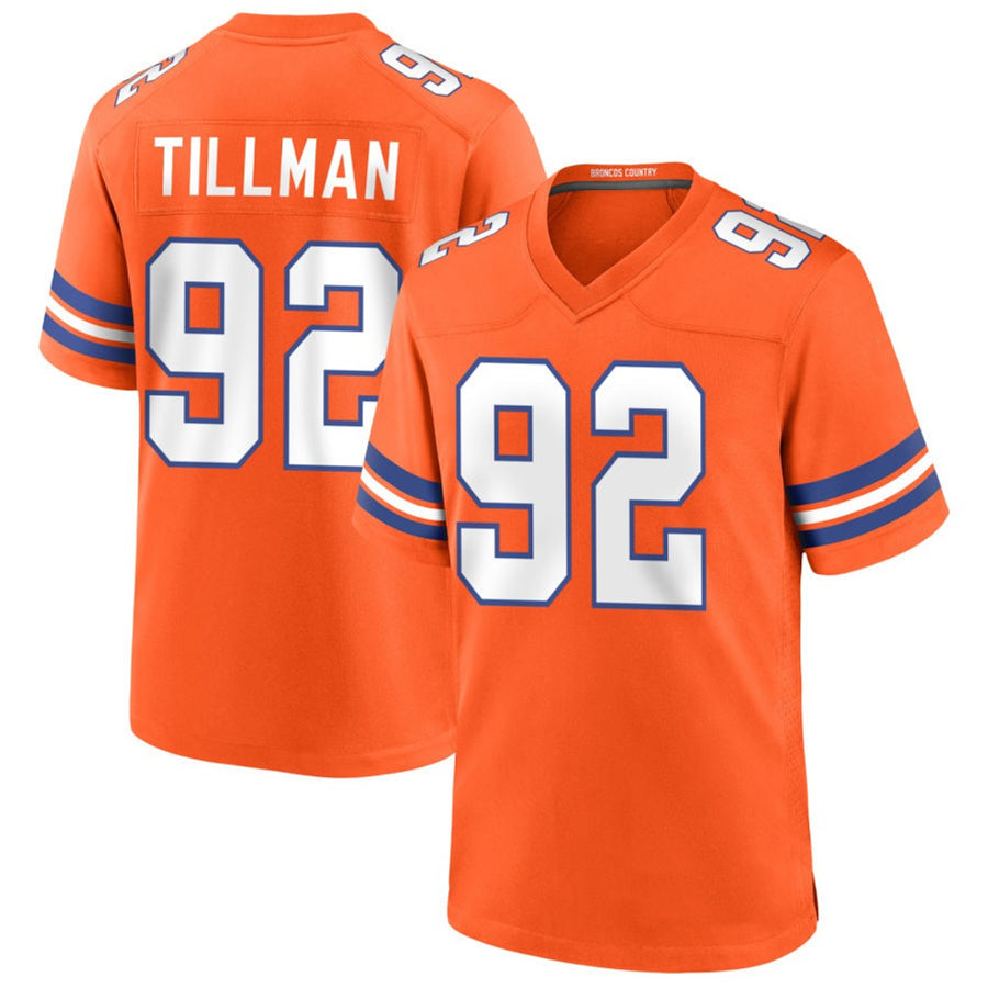 D.Broncos #92 Dondrea Tillman Player Orange Throwback Game Football Jerseys