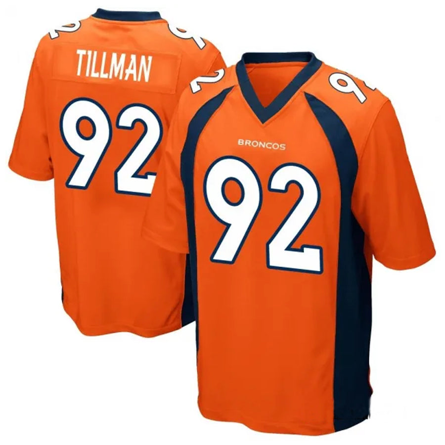 D.Broncos #92 Dondrea Tillman Player Orange Game Football Jerseys