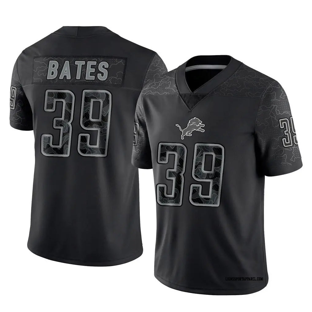 D.Lions #39 Jake Bates Player Black REFLECTIVE Limited Football Jerseys