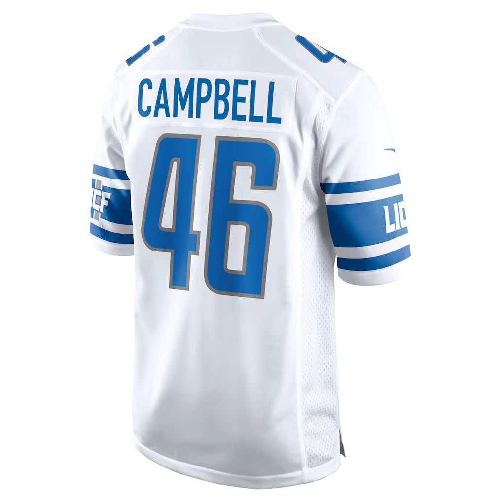 D.Lions #46 Jack Campbell Player White Game Football Jerseys