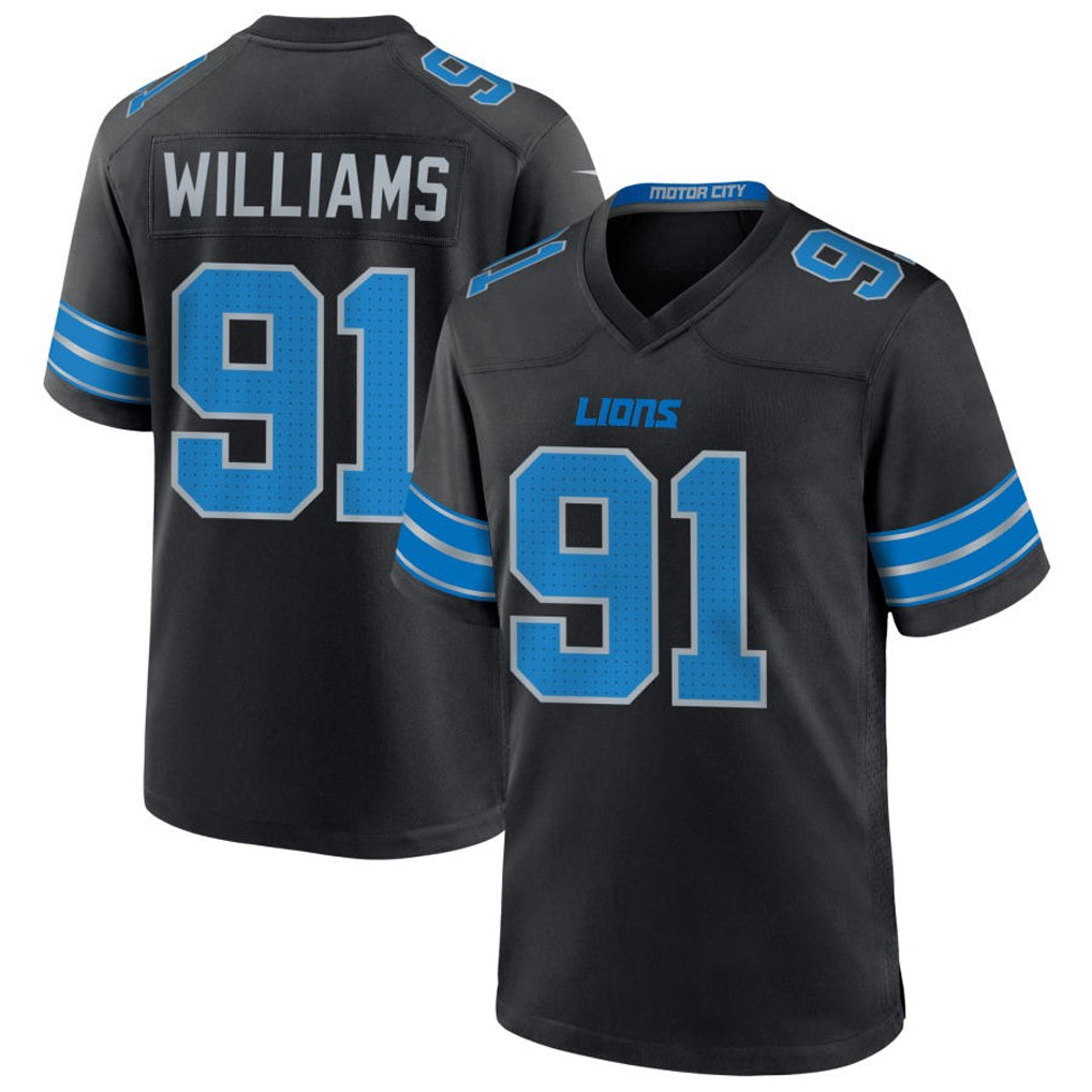 D.Lions #91 Tyleik Williams Player Black Home Game Football Jerseys