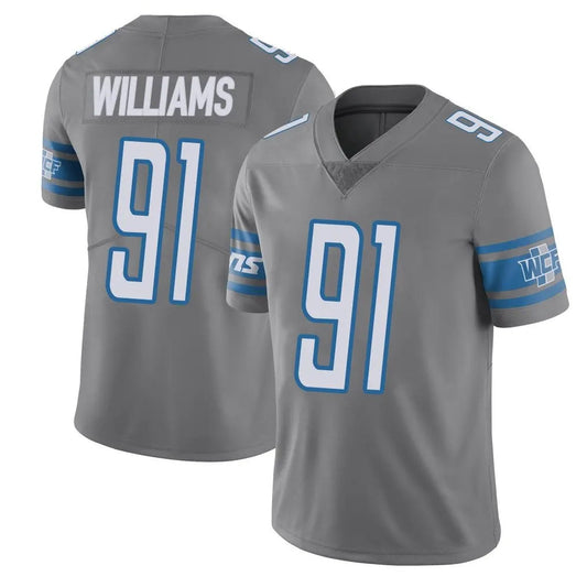 D.Lions #91 Tyleik Williams Player Gray Vapor Limited Football Jerseys