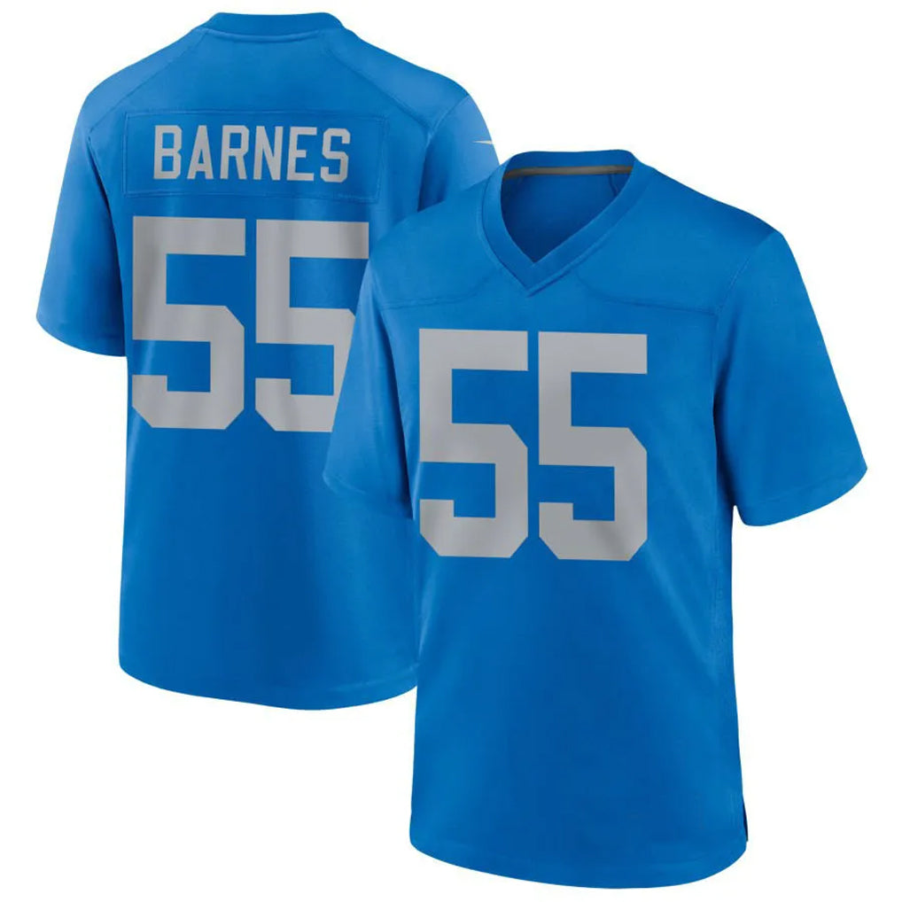 D.Lions Derrick Barnes #55 Player Blue Alternate Game Football Jerseys