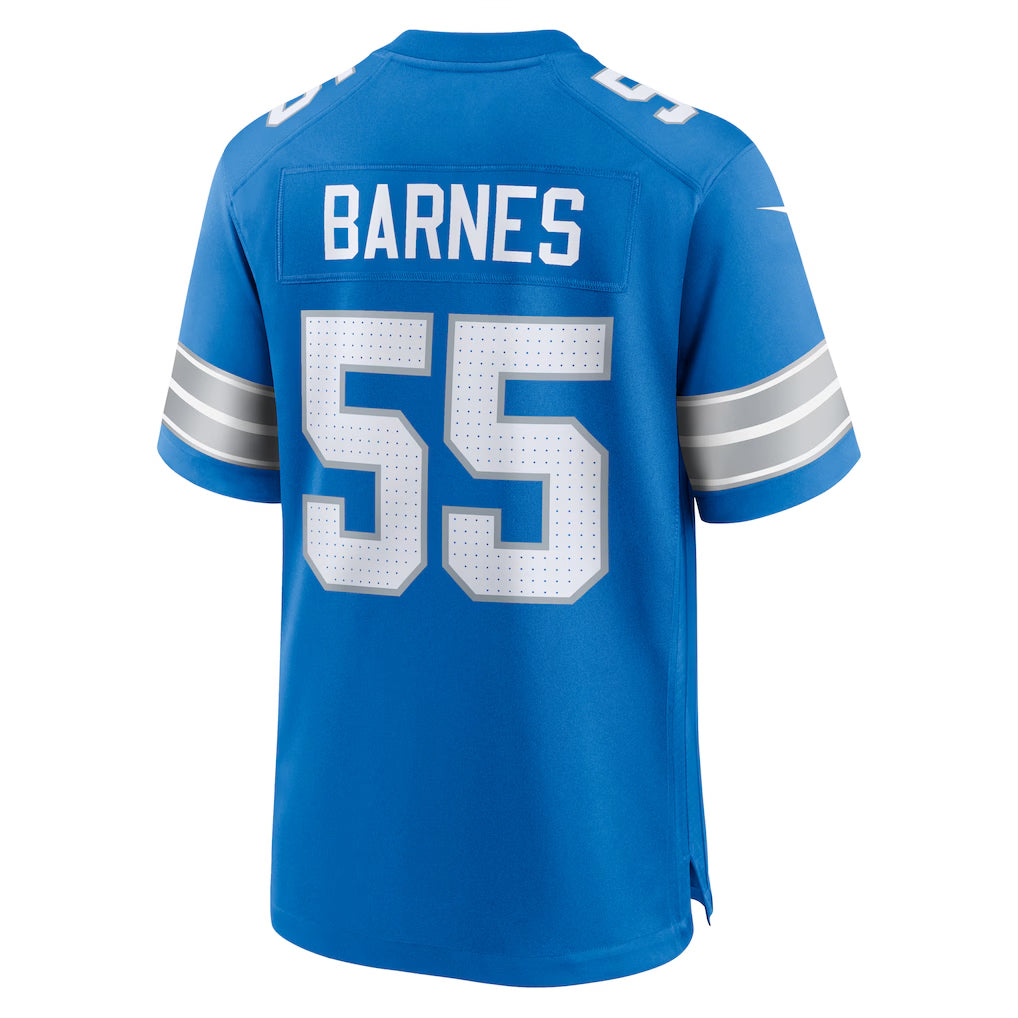 D.Lions Derrick Barnes #55 Player Blue Home Game Football Jerseys