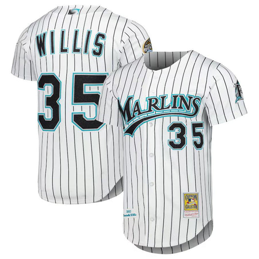 F.Marlins #35 Dontrelle Willis Player White Cooperstown Replica Baseball Jerseys