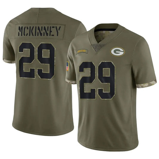 GB.Packers #29 Xavier McKinney Player Salute To Service Olive Football Jerseys