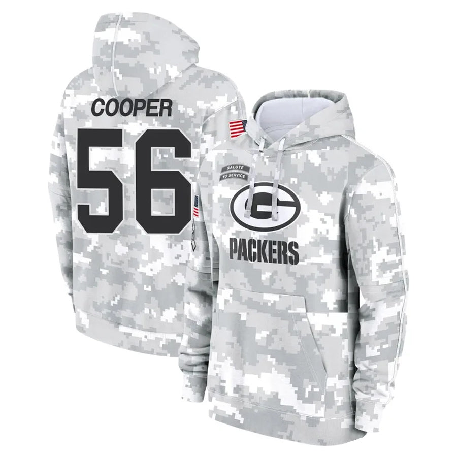GB.Packers #56 Edgerrin Cooper Player Arctic Camo Salute To Service Hoodies Game Football Jerseys