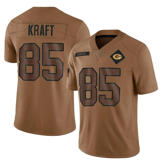 GB.Packers #85 Tucker Kraft Player Brown Salute To Service Limited Football Jerseys