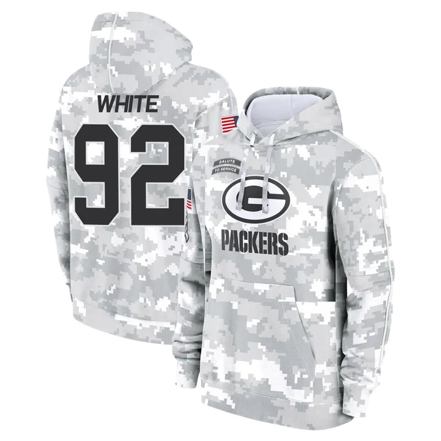 GB.Packers #92 Reggie White Player Camo Salute To Service Hoodies Game Football Jerseys