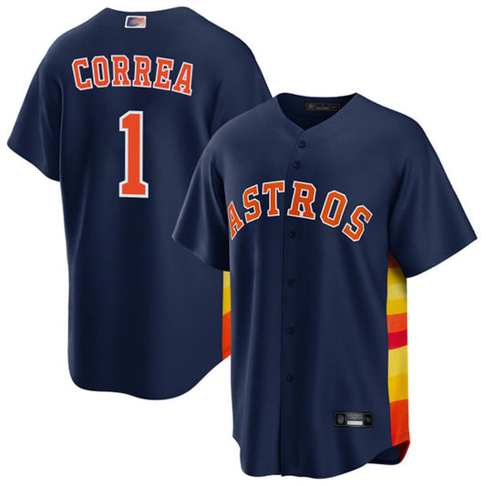 H.Astros #1 Carlos Correa Player Navy Home Game Baseball Jerseys