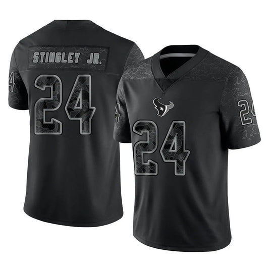 H.Texans #24 Derek Stingley Jr. Player Black REFLECTIVE Limited Football Jerseys