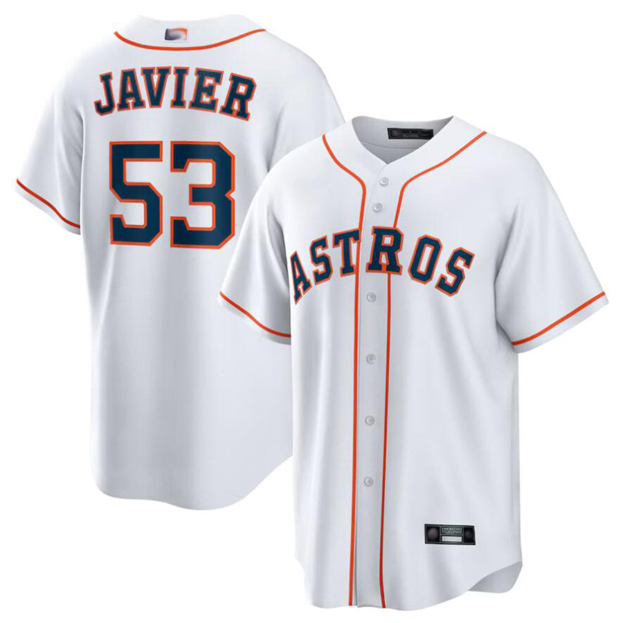 H,Astros #53 Cristian Javier Player White Home Replica Baseball Jerseys