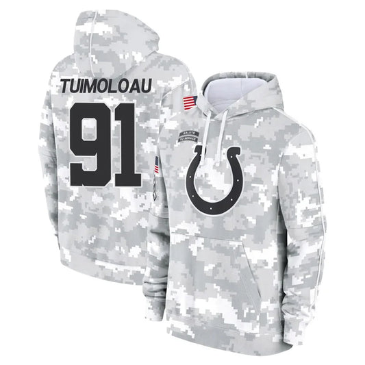 IN.Colts #91 JT Tuimoloau Player Arctic Camo Salute To Service Hoodies Football Jerseys
