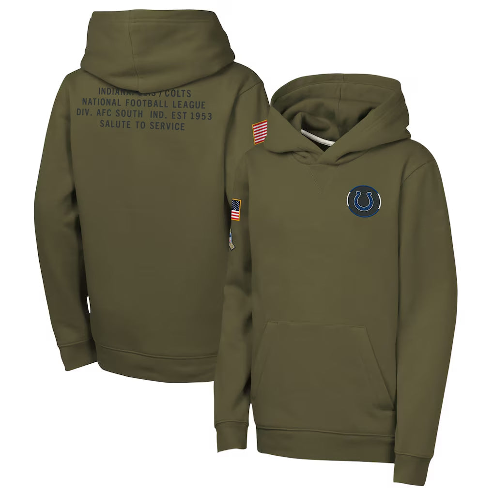 IN.Colts Player Olive Salute to Service Club Fleece Hoodie Football Jerseys