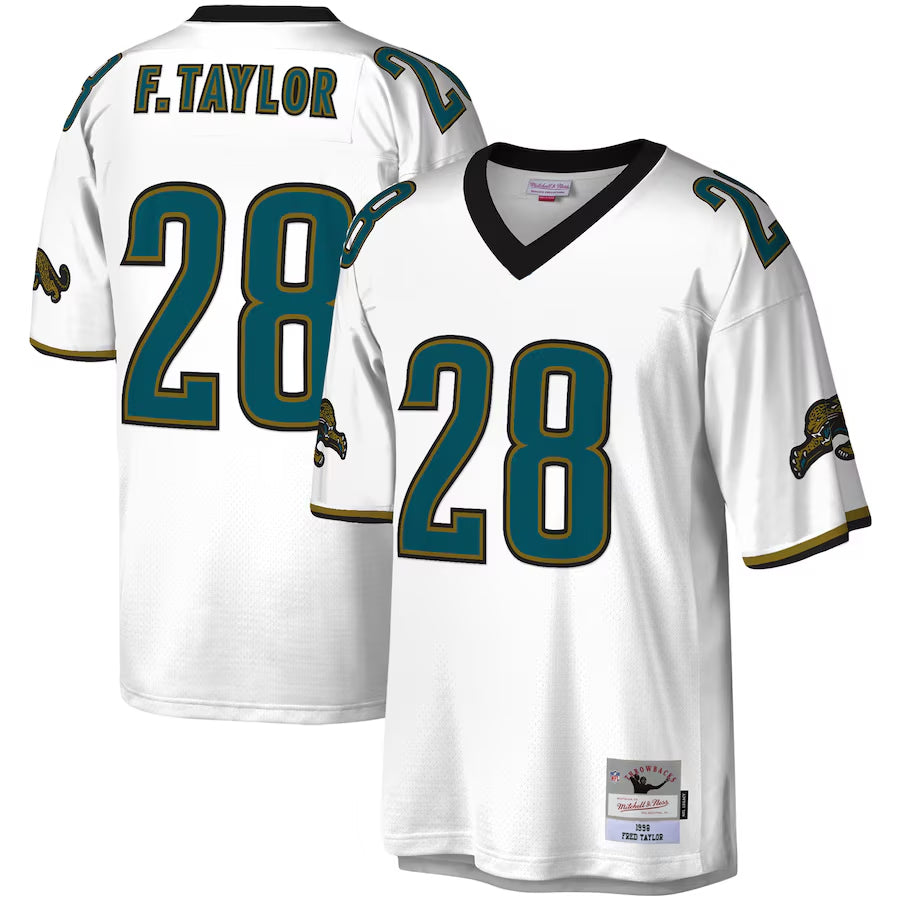 J.Jaguars #28 Fred Taylor Player Mitchell & Ness White Legacy Replica Football Jerseys