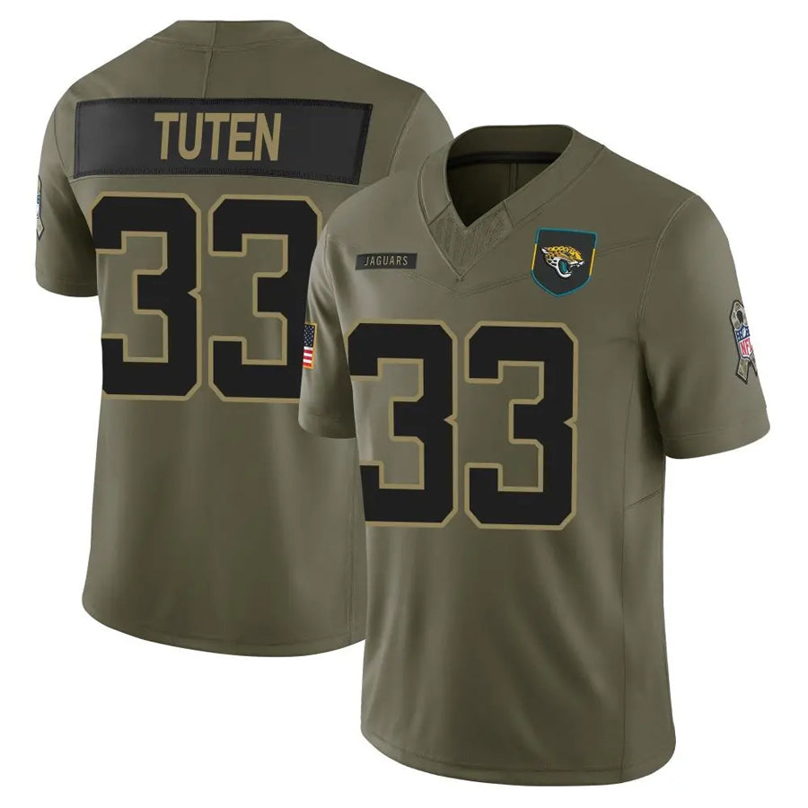 J.Jaguars #33 Bhayshul Tuten Player Olive Salute To Service Limited Football Jerseys