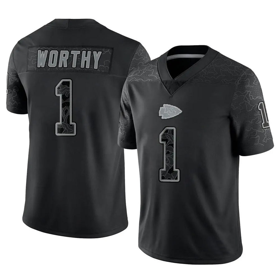 KC.Chiefs #1 Xavier Worthy Player Black RFLCTV Limited Football Jerseys