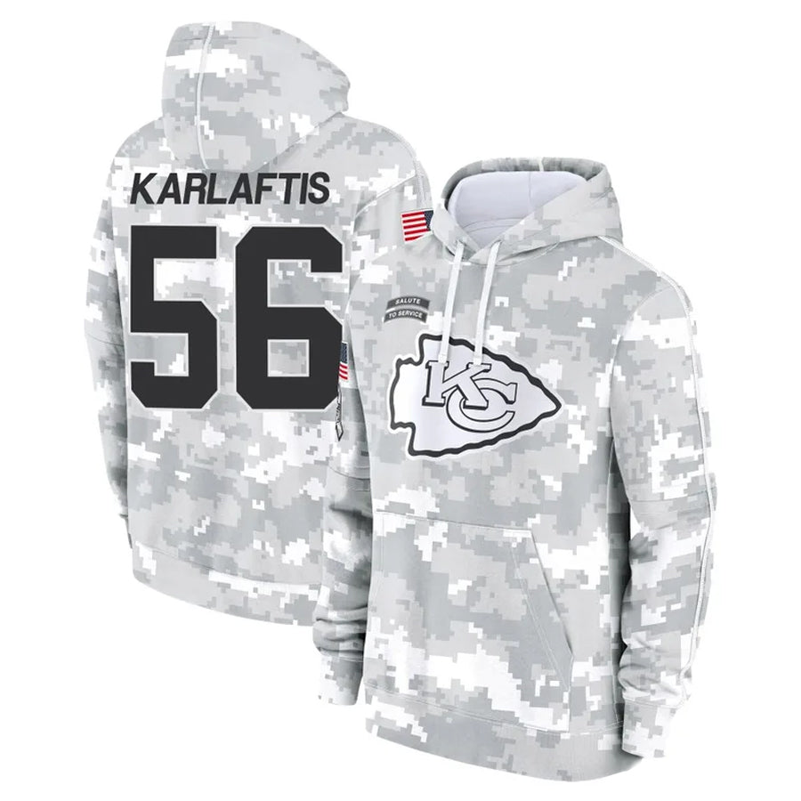 KC.Chiefs #56 George Karlaftis Player Salute to Service Hoodies Football Jerseys