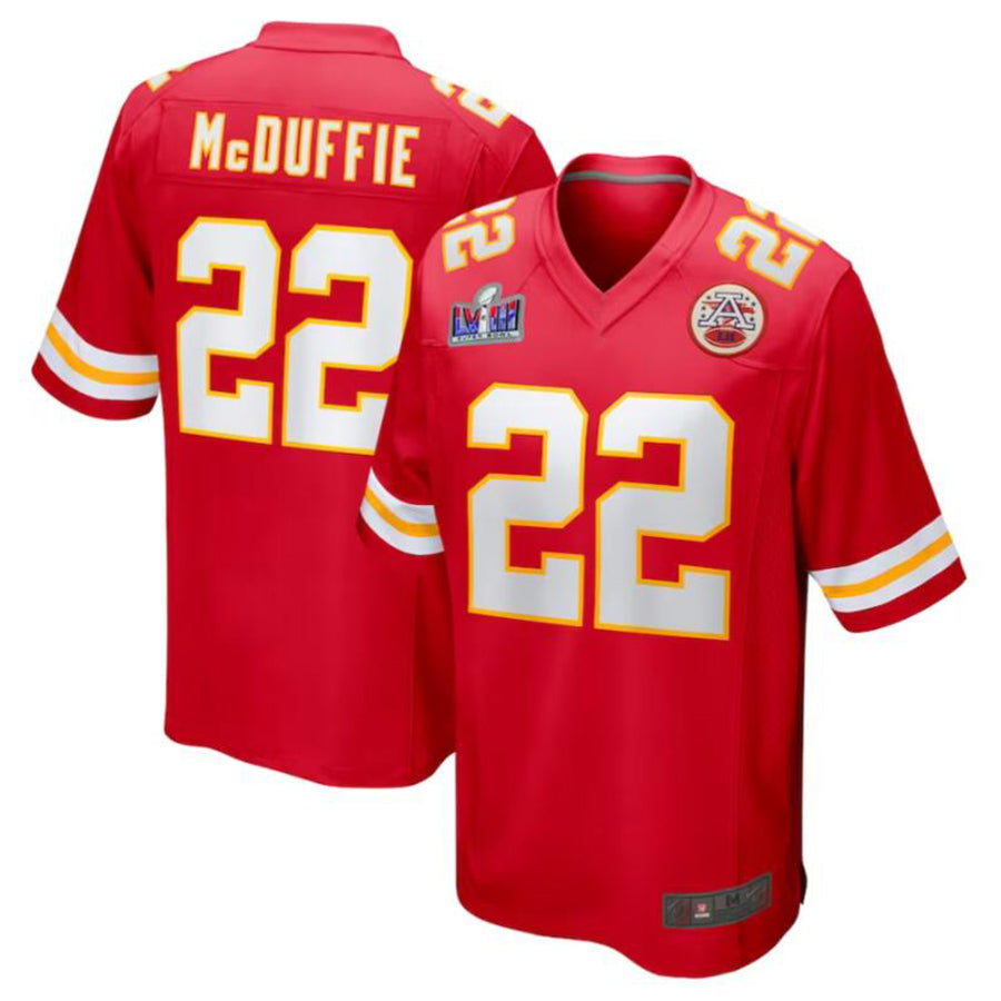 KC.Chiefs #22 Trent McDuffie Player Red Home Game Football Jerseys