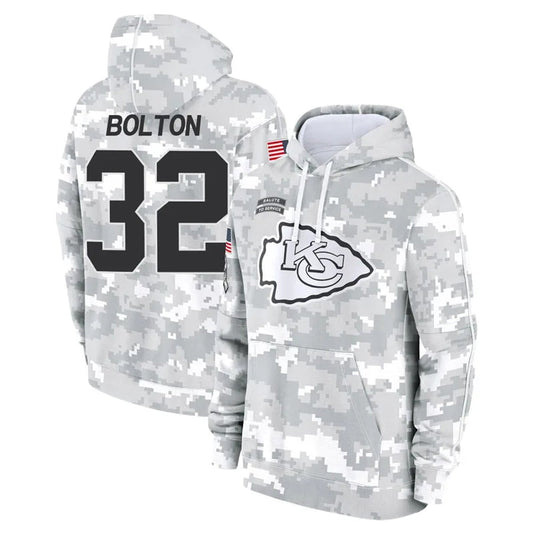 KC.Chiefs #32 Nick Bolton Player Salute to Service Hoodies Football Jerseys