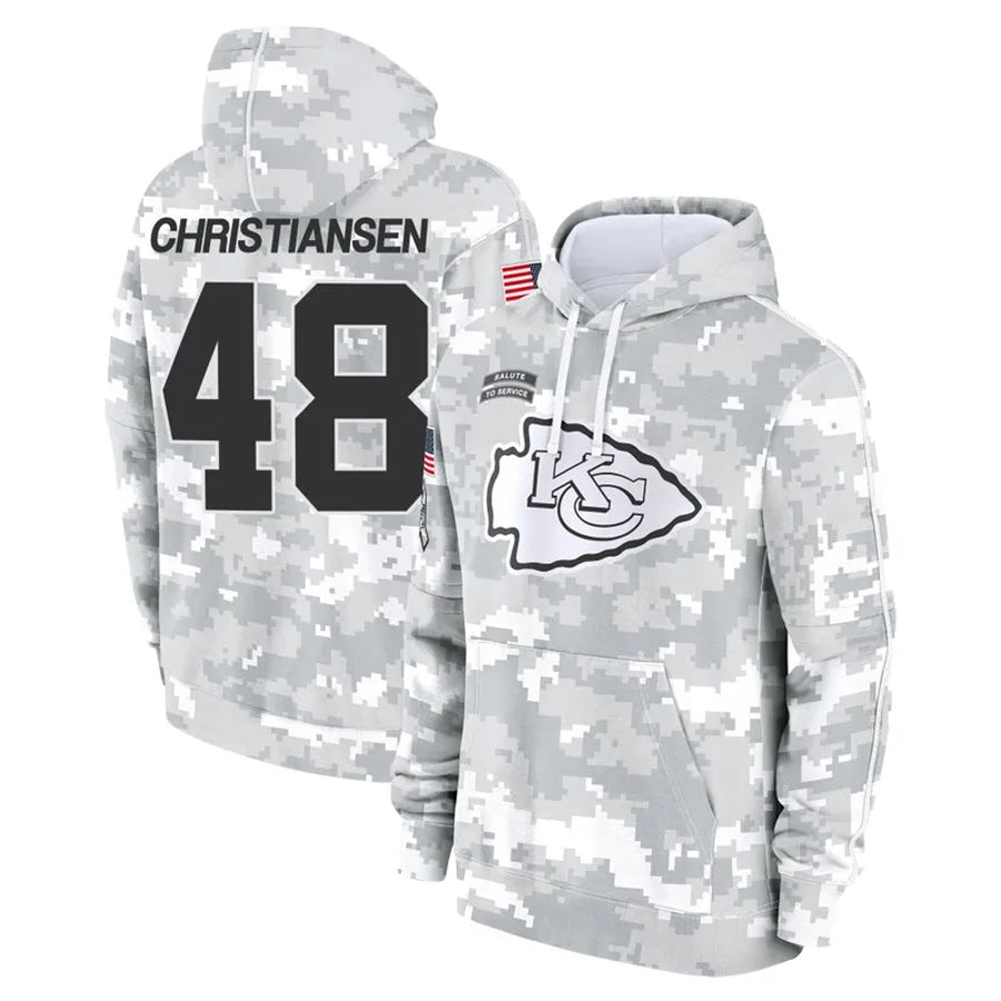 KC.Chiefs #48 Cole Christiansen Player Salute to Service Hoodies Football Jerseys