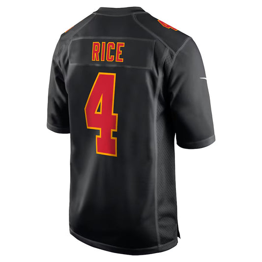KC.Chiefs #4 Rashee Rice Player Black Fashion Game Football Jerseys