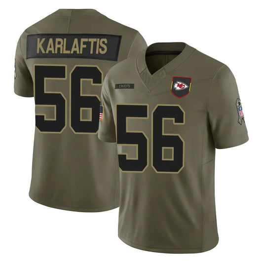 KC.Chiefs #56 George Karlaftis Player Olive Salute to Service Limited Football Jerseys