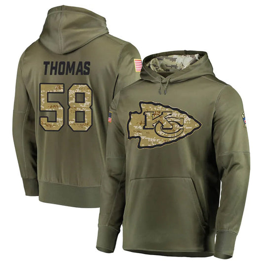 KC.Chiefs #58 Derrick Thomas Player Salute to Service Limited Olive Hoodies Football Jerseys