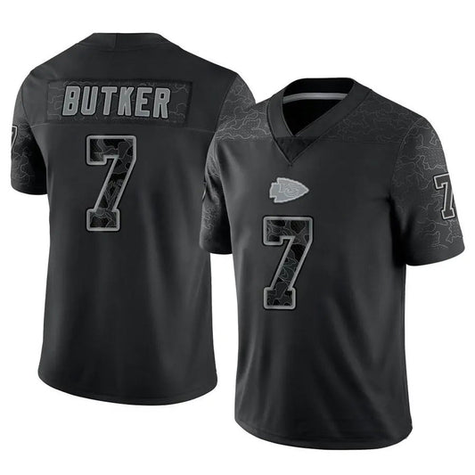 KC.Chiefs #7 Harrison Butker Player Black RFLCTV Limited Football Jerseys
