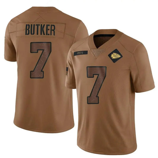 KC.Chiefs #7 Harrison Butker Player Brown Salute To Service Limited Football Jerseys