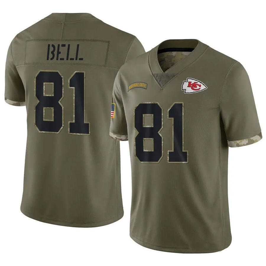 KC.Chiefs #81 Blake Bell Player Salute To Service Olive Football Jerseys