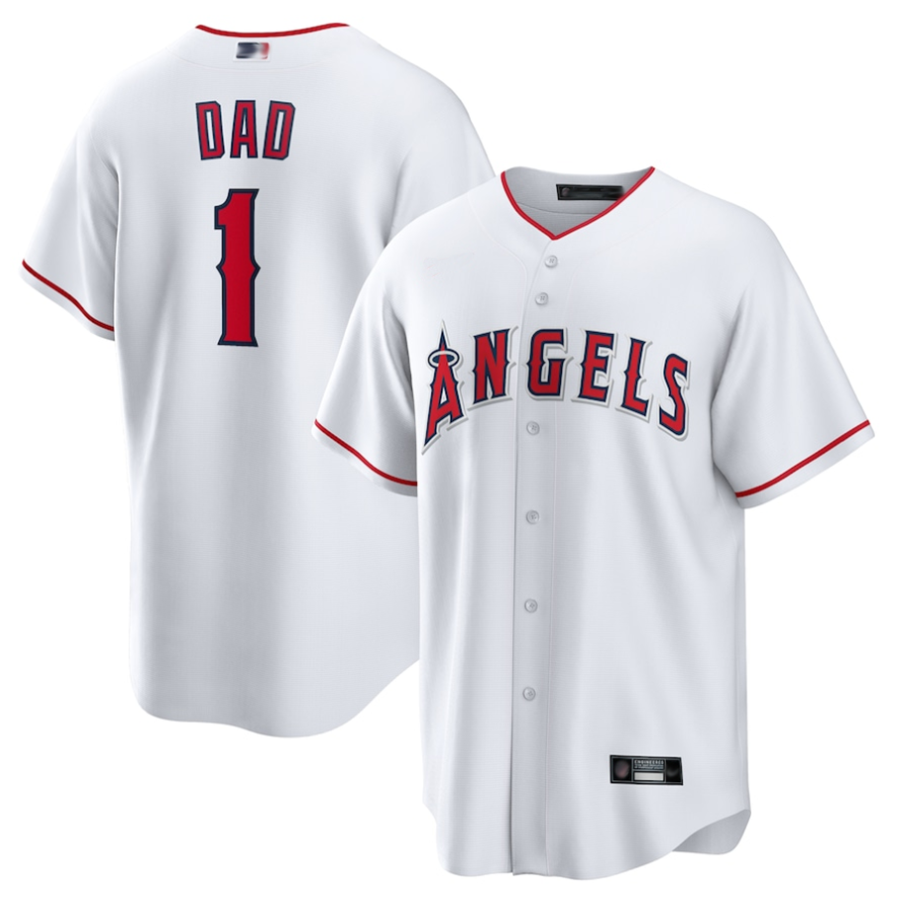LA.Angels White #1 Dad Home Replica Baseball Jerseys