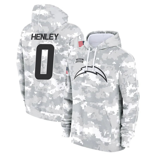 LA.Chargers #0 Daiyan Henley Player Arctic Camo Salute To Service Limited Hoodies Game Football Jerseys