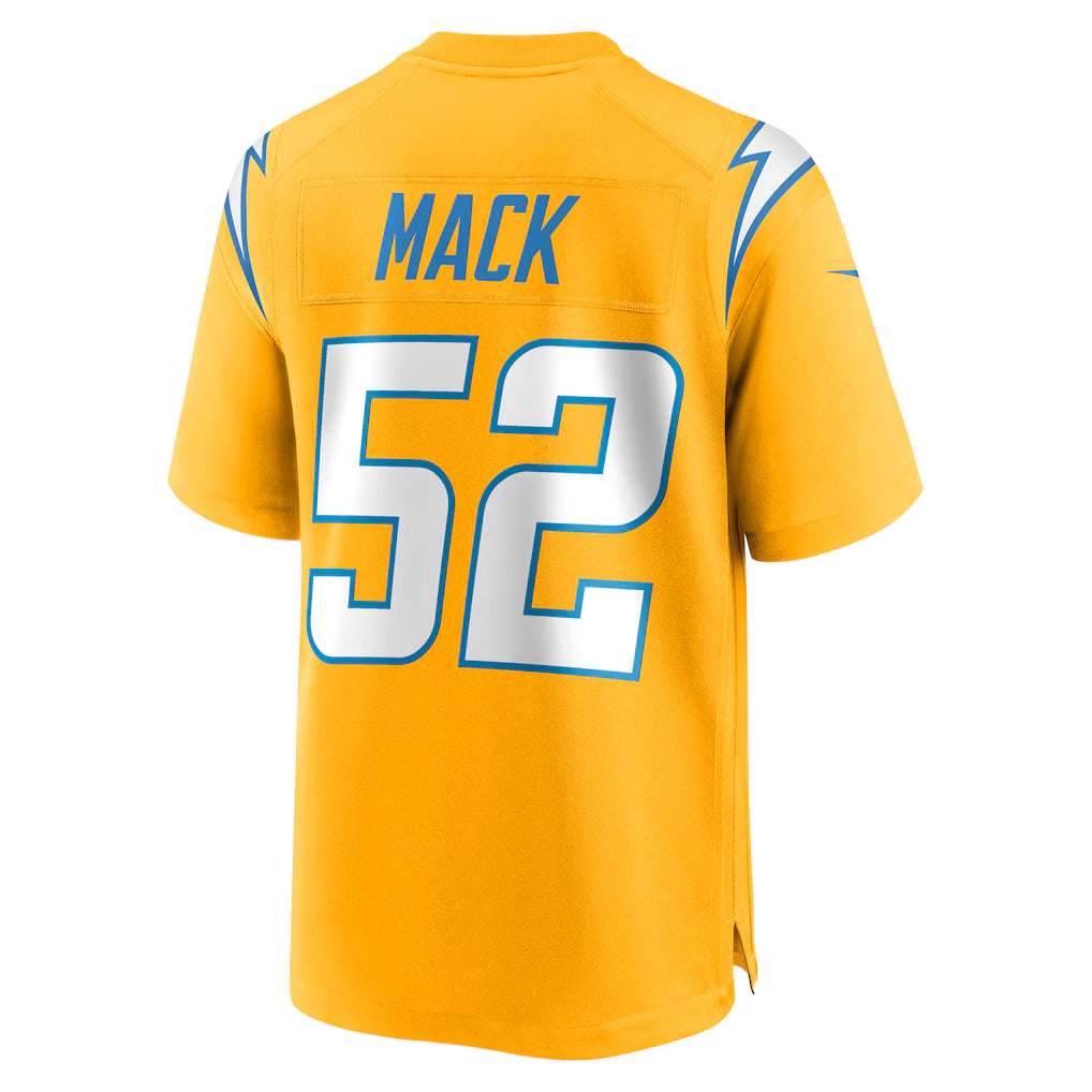 LA.Chargers #52 Khalil Mack Player Gold Home Game Football Jerseys
